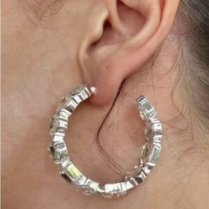 Silver Hoop Earrings with sparkle